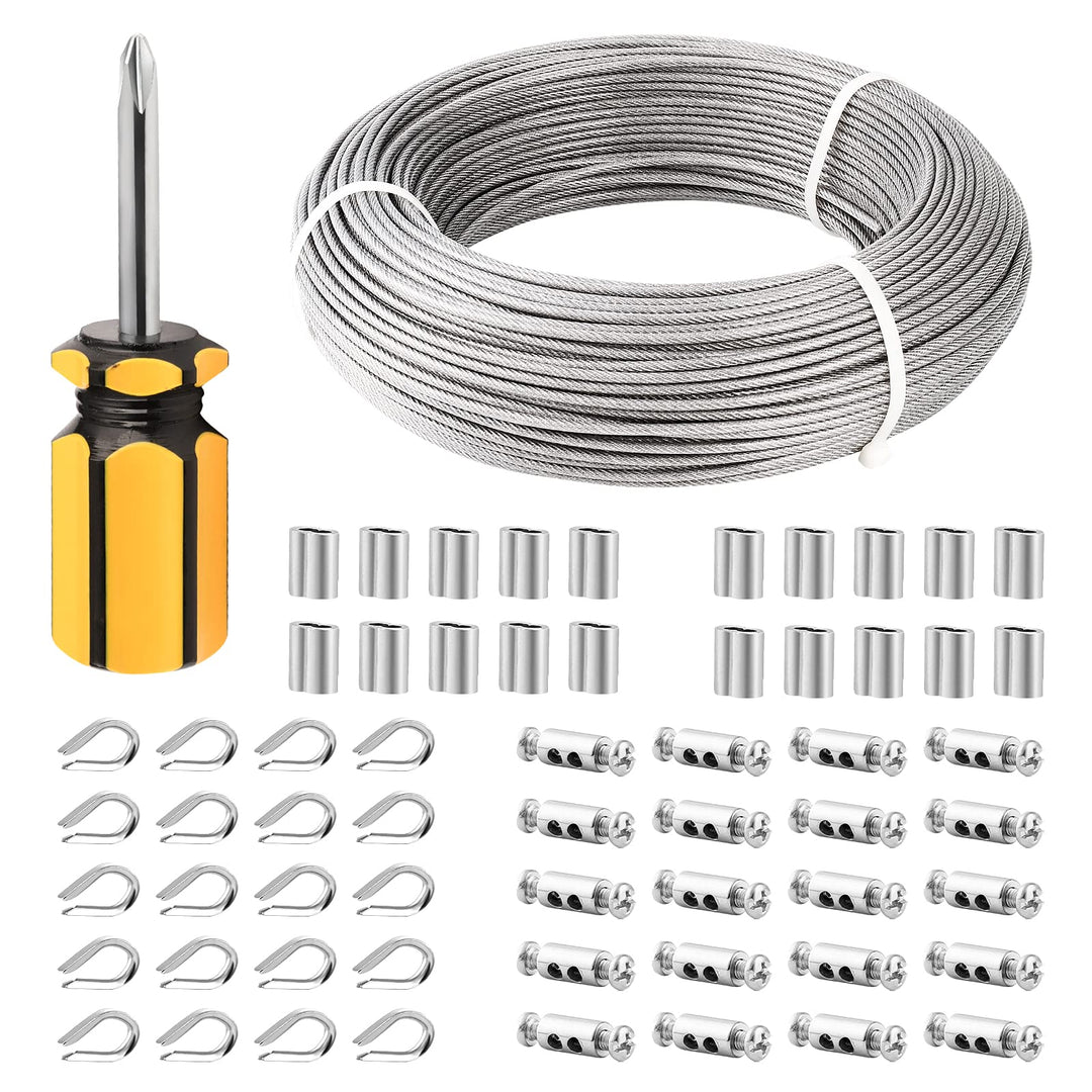 TooTaci Drahtseil 3mm Edelstahl,Stahlseil 3mm ummantelt,100M Edelstahlseil,Stahlseil mit ösen Crimph