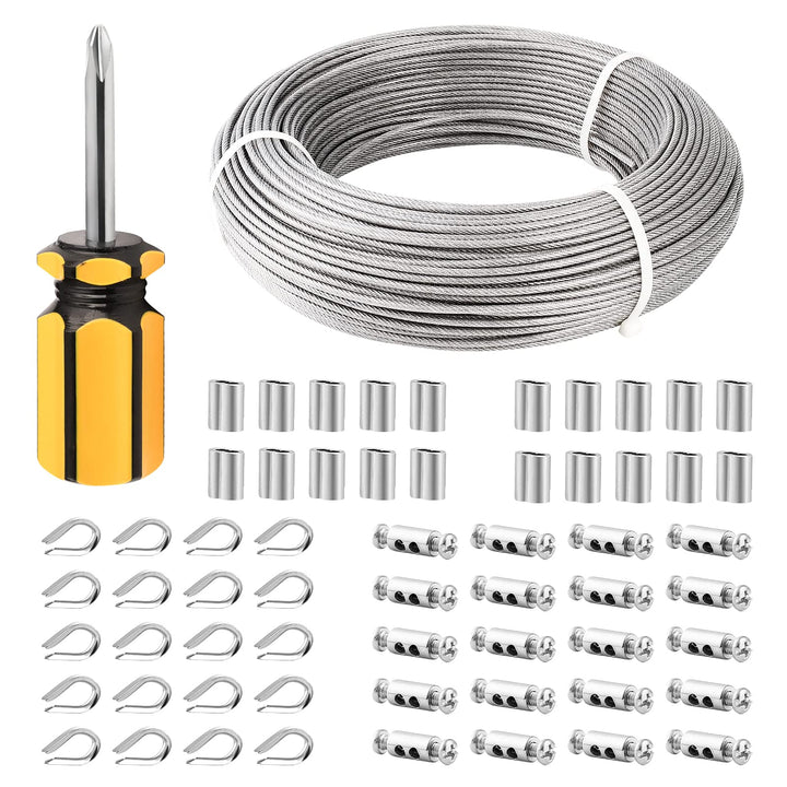 TooTaci Drahtseil 3mm Edelstahl,Stahlseil 3mm ummantelt,100M Edelstahlseil,Stahlseil mit ösen Crimph