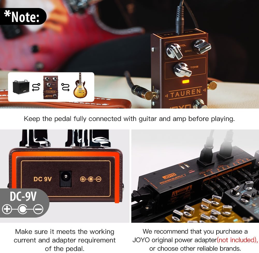 JOYO Overdrive Distortion Pedal R Series High Gain OD Clean Boost to Dist für E-Gitarren-Effekt (Tau