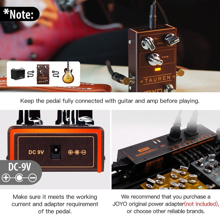 JOYO Overdrive Distortion Pedal R Series High Gain OD Clean Boost to Dist für E-Gitarren-Effekt (Tau