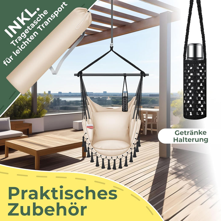 KESSER® Hängesessel Safari XXL Hängestuhl für Erwachsene & Kinder Hängematte bis 150 kg Hängesitz Au