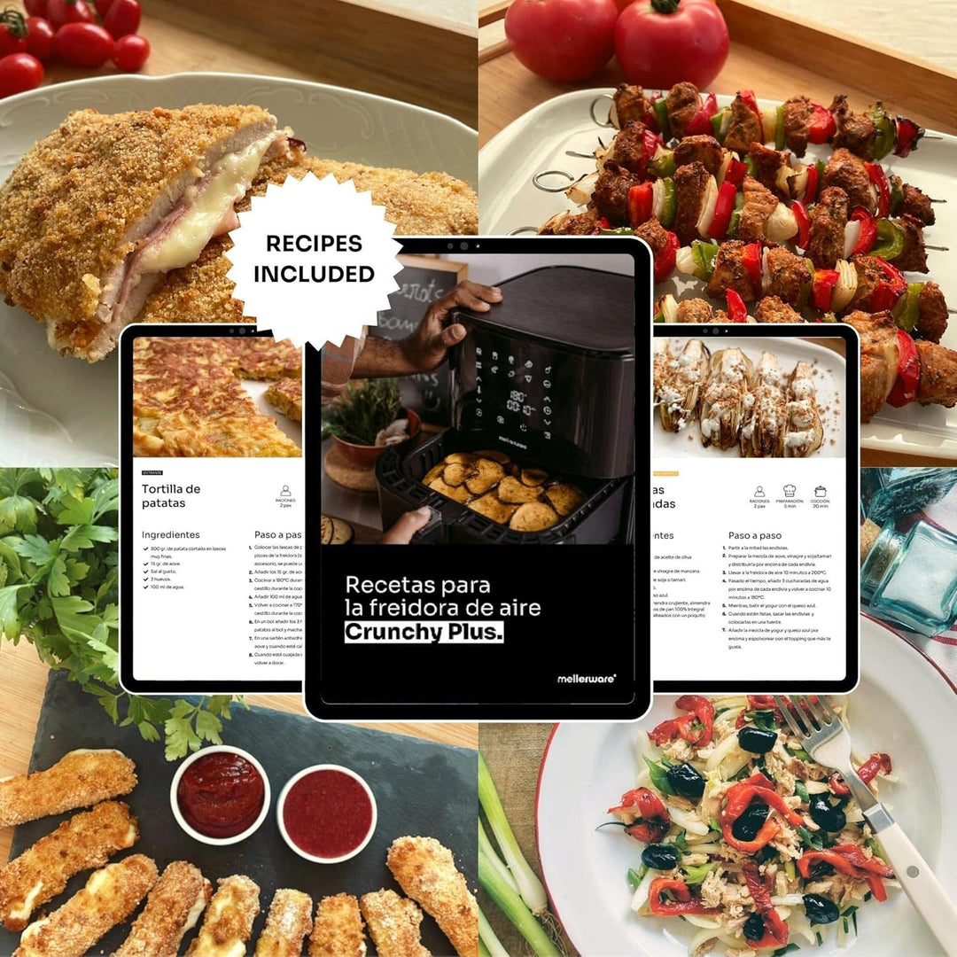 Mellerware - Heissluftfritteuse Crunchy! 1230W | Multifunktionale mit 8 Programmen | Temperaturkontr
