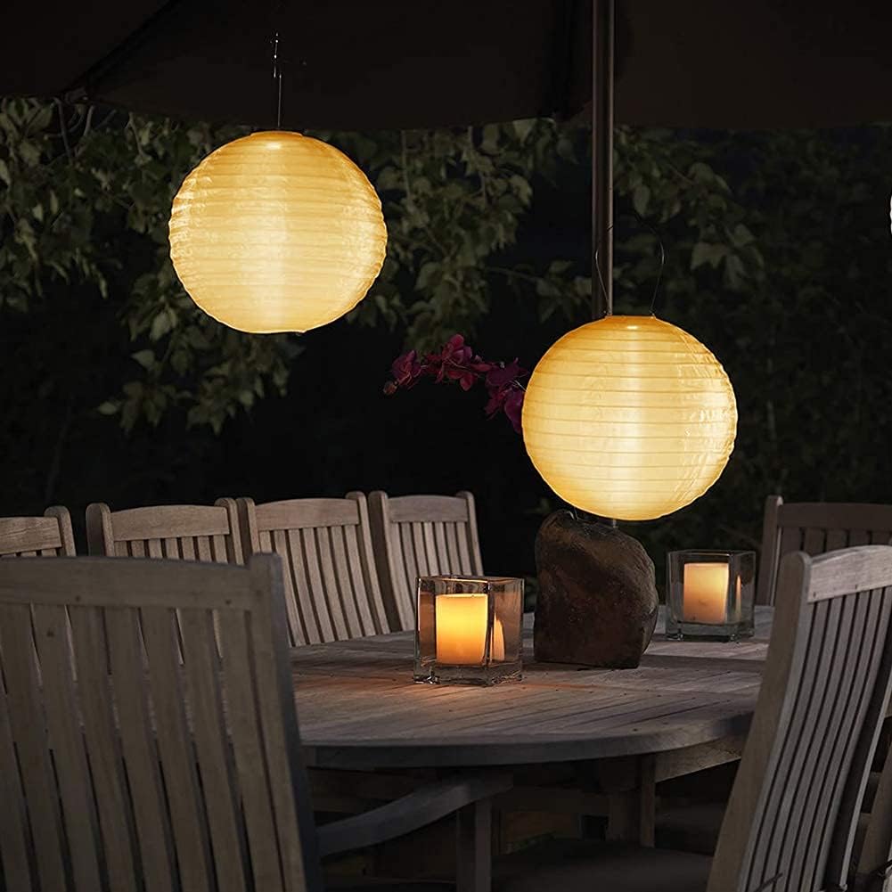 Qedertek Lampions Solar Aussen 4 Stück 20cm Solar LED Laterne Wasserdicht Nylon Hängende Gartenlater