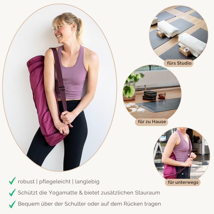 Bodhi Yogatasche ASANA Bag | Spritzwasserfeste Sporttasche | Aussentaschen für extra Platz | Polyest