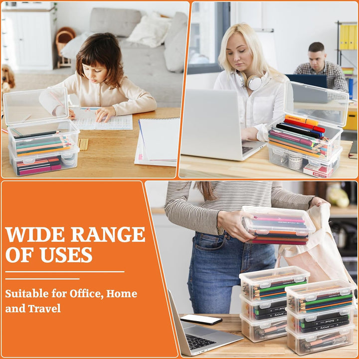 Aufbewahrungsbox Für Büromaterial, Plastik, Stiftebox Mit Snap-Dicht Deckel, Stapelbar, Für Schreibw