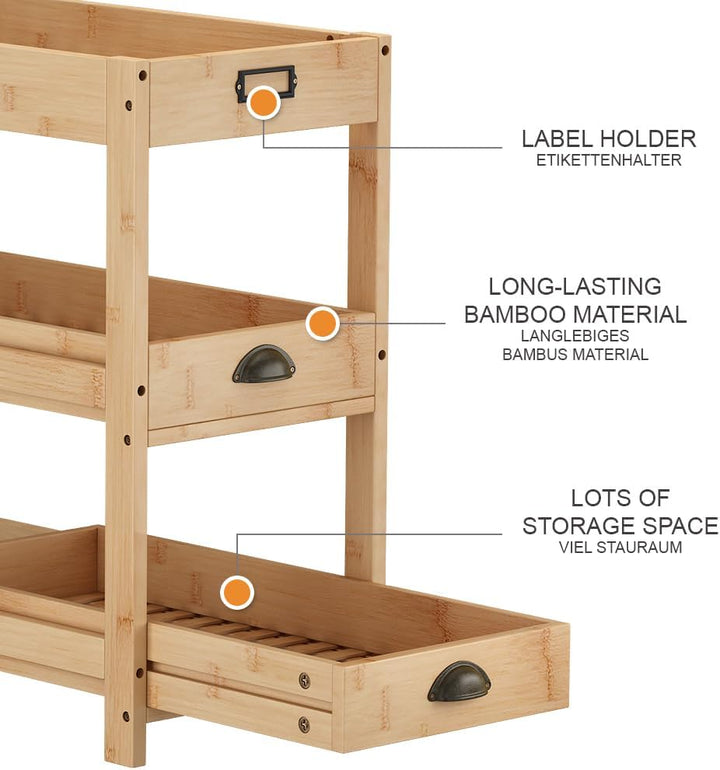 Vicco Aufbewahrungsregal Legum, Stauraumregal, Bambus, 66 x 66 cm mit 3 Ablagen Braun mit 3 Ablagen,