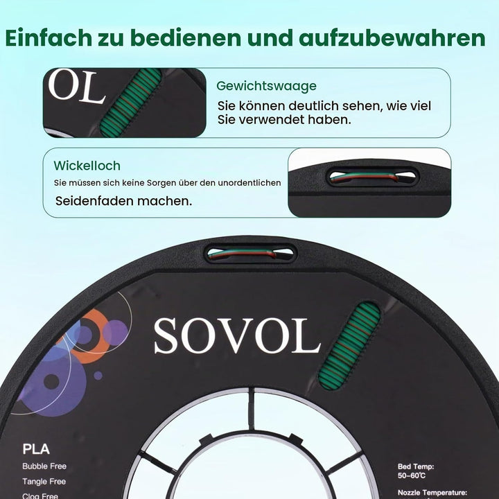 Sovol Tri Color Silk PLA Filament 1.75mm, 3D Drucker Silk Filament 1kg (2.2LBS), Seiden Bronze/Lila/