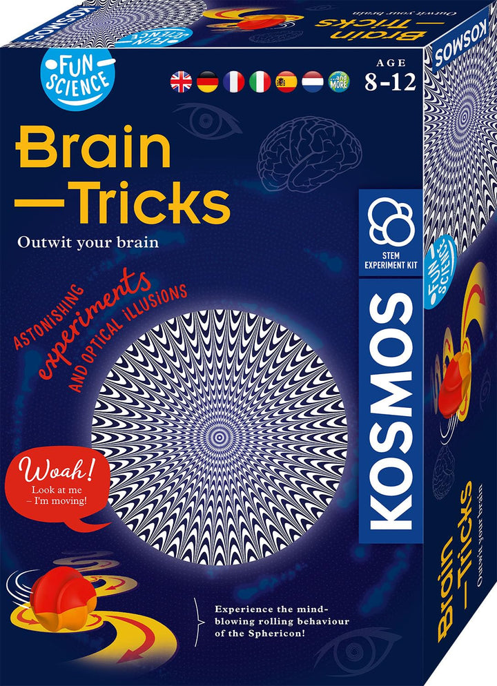 KOSMOS 617530 Fun Science Brain Tricks, mehrsprachige Anleitung, Experimente mit optischen Täuschung