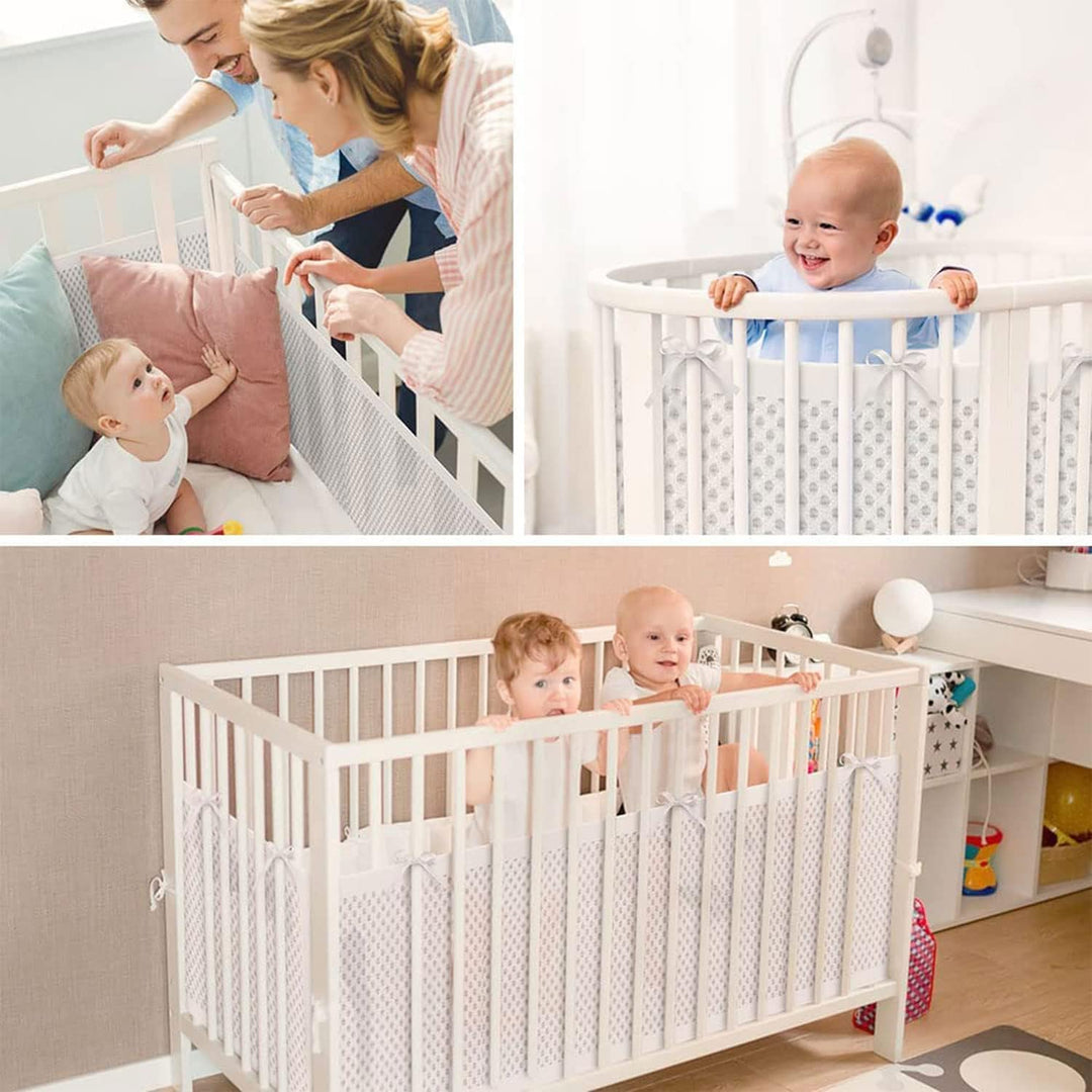 Bettumrandung Babybett,Baby Nestchen Bettumrandung,Kopfumrandung Babybett,Atmungsaktive Krippenumran