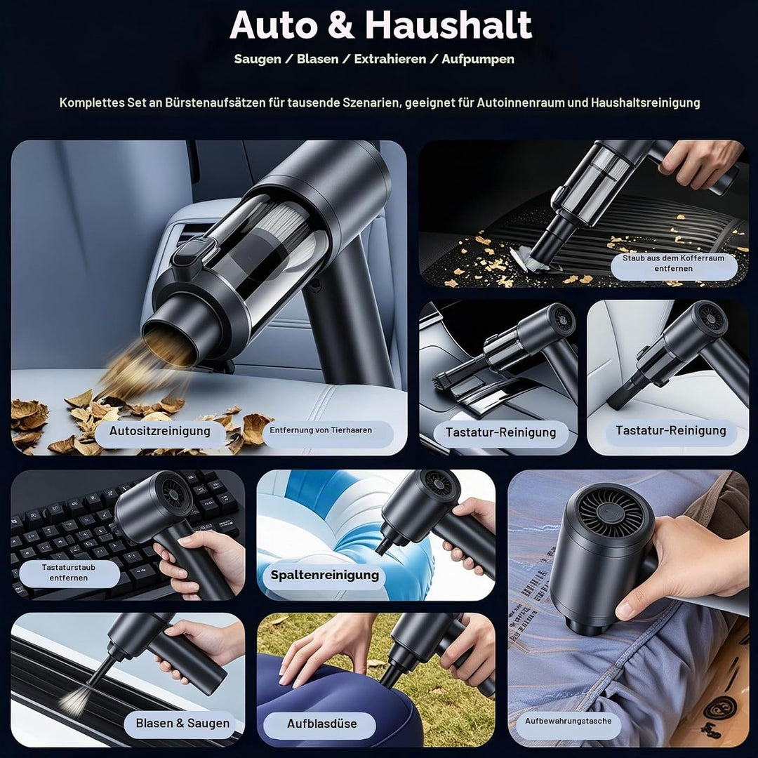 SCOVEE Handstaubsauger,Autostaubsauger,Tastatur-Staubsauger,26000Pa Starke Saugkraft mit 1-Knopf-Sel
