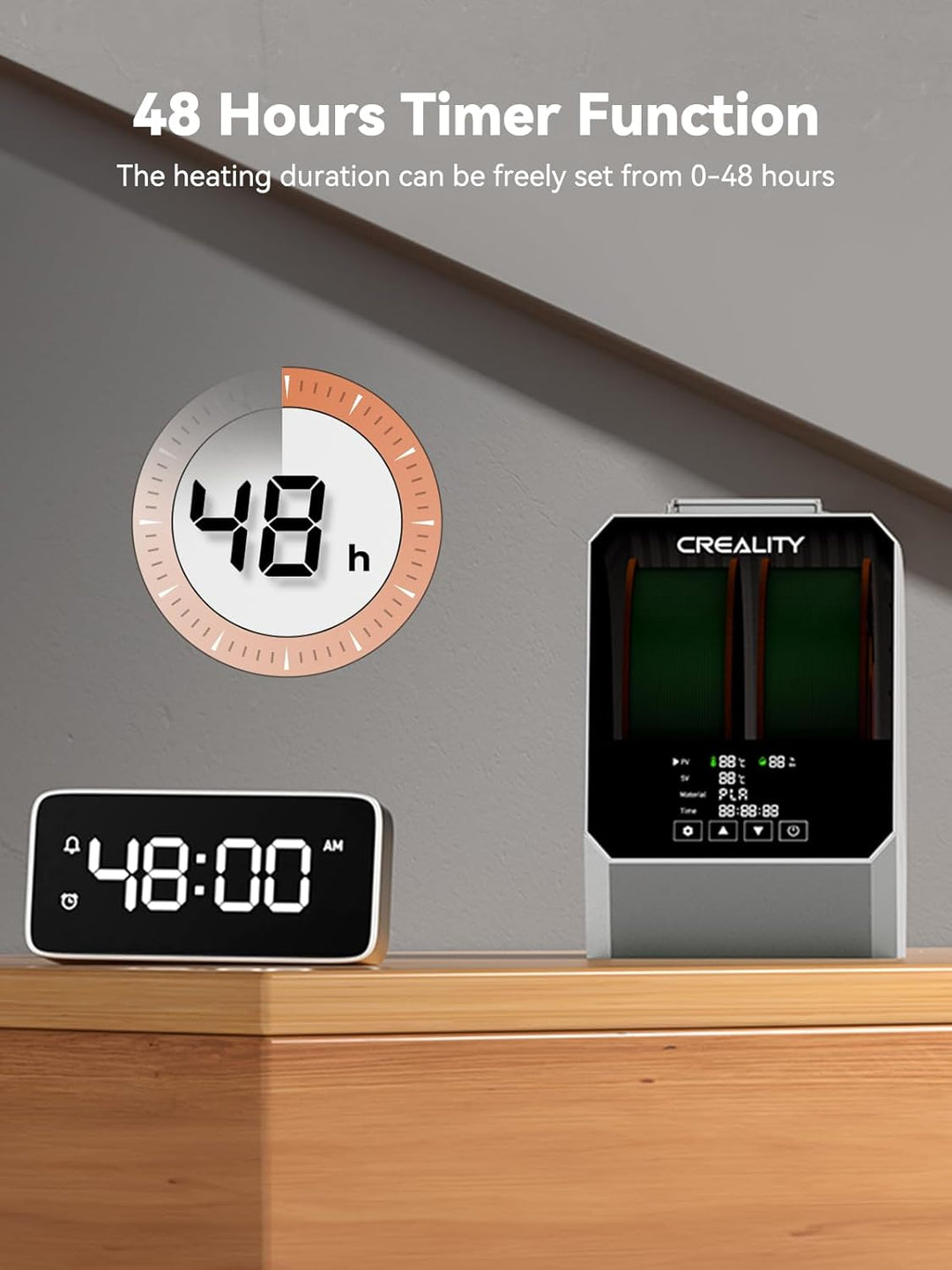 Creality Space PI Plus Filamenttrockner – Kapazität für 2 Rollen, 48-Stunden-Timer, 3,7-Zoll-Touchsc