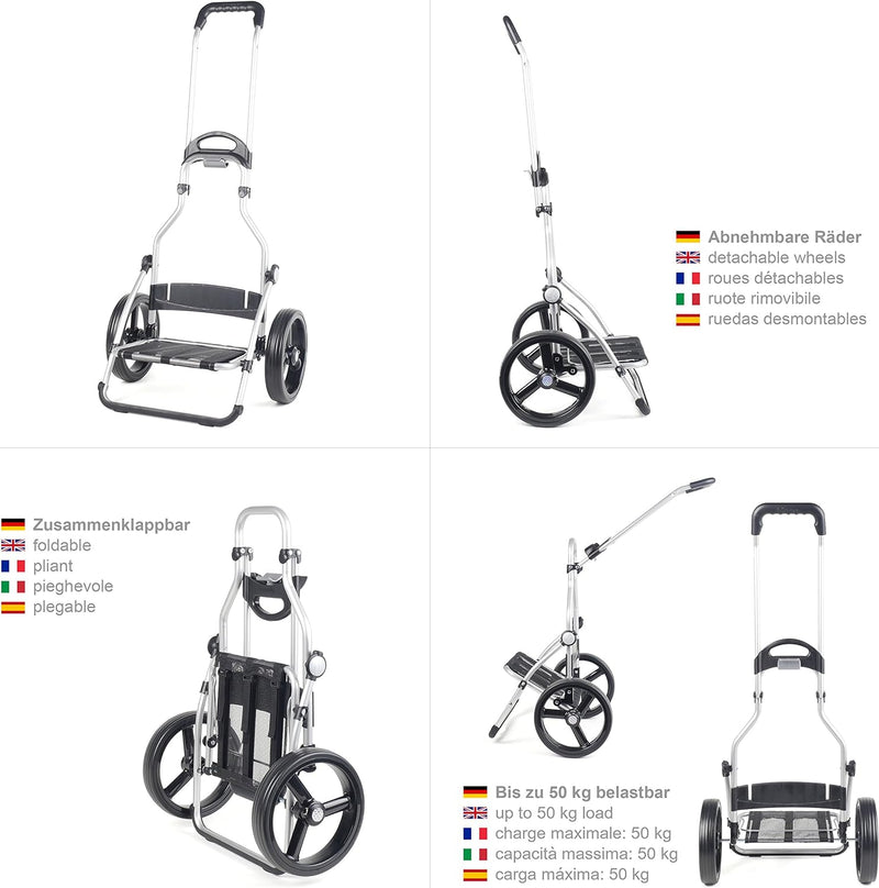 Andersen Einkaufstrolley Royal mit 3-Speichenrad und Einkaufstasche Senta schwarz 49 Liter