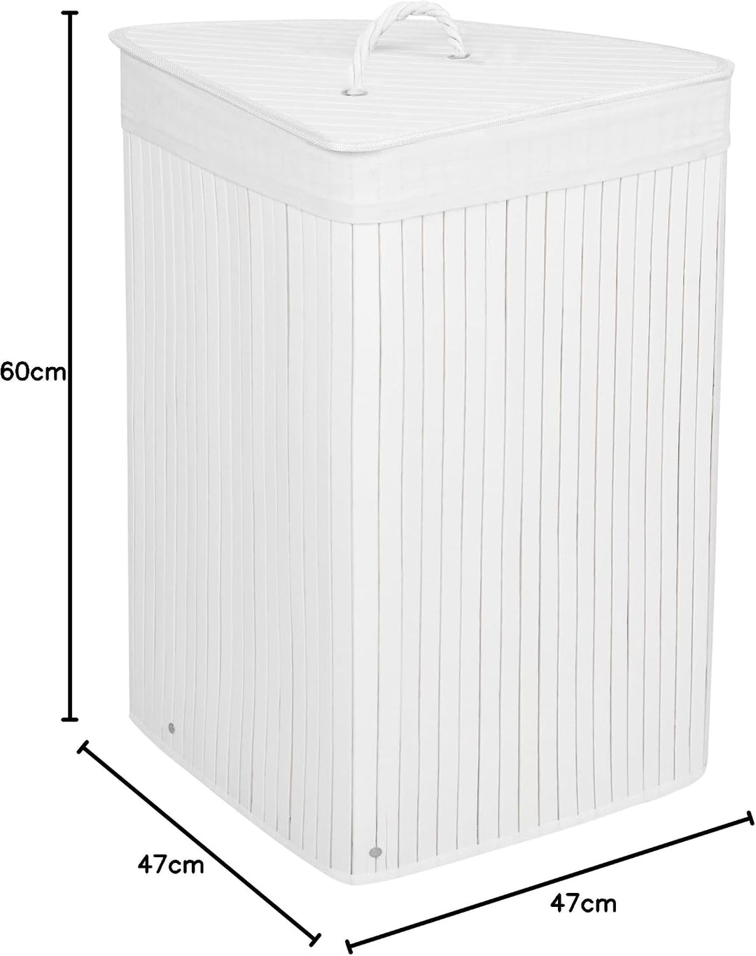 SPRINGOS Eckwäschekorb, Wäschesammler mit Deckel, 73 L, Wäschetonne, Bambus, platzsparend, Badeinric