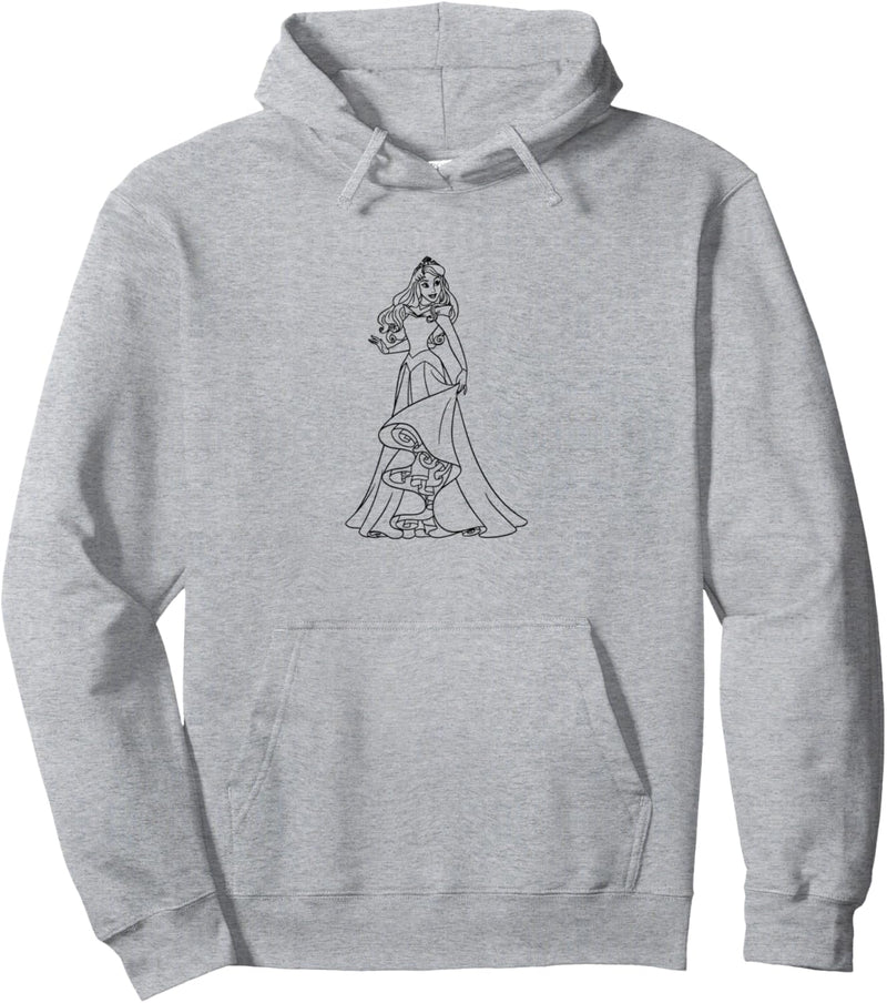 Disney Sleeping Beauty Aurora Simple Black Outline Pullover Hoodie