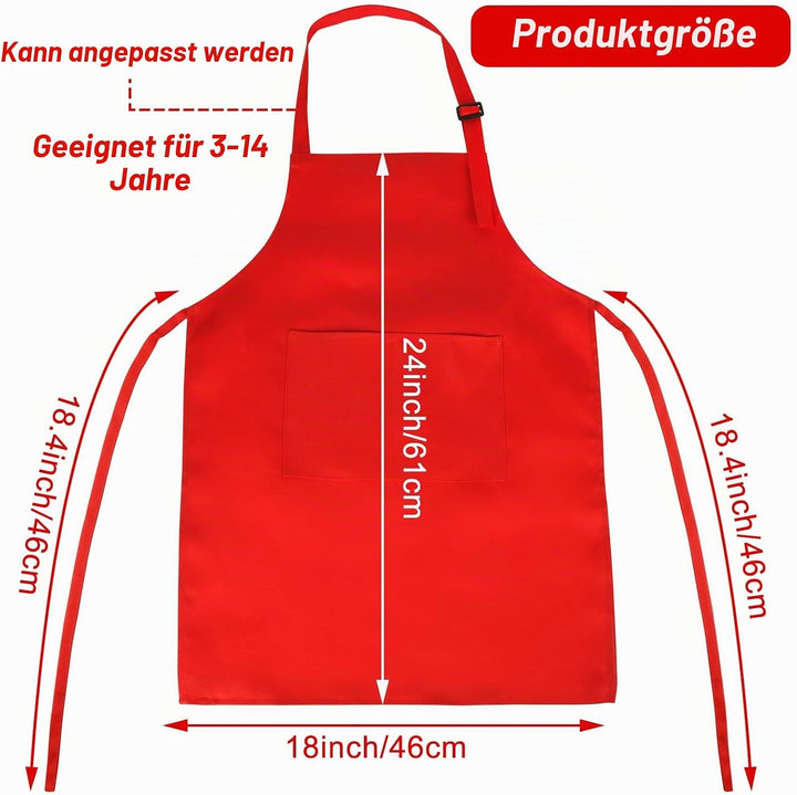 Morcheiong 8/12/24 Stück, verstellbare Kinderschürze, Grosspackung mit 2 Taschen, Kleinkinderschürze