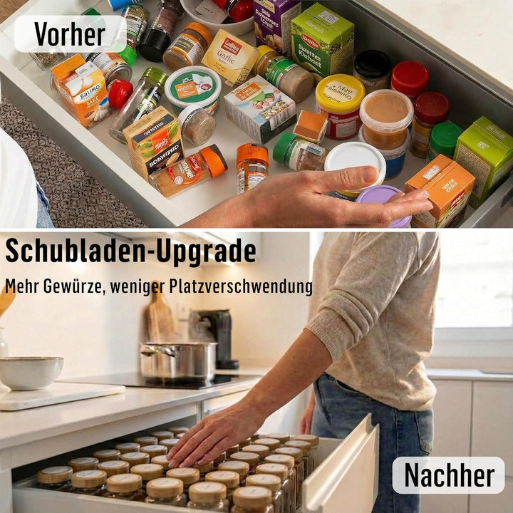 Deco haus® Gewürzgläser eckig mit Schraubkappe 36er Set [+Etiketten &amp; Streueinsatz] - Gewürzdosen Se