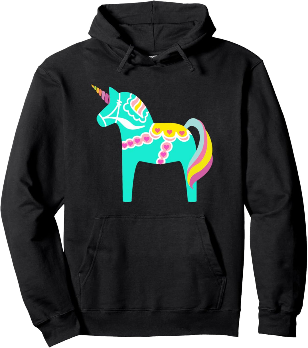 Dala Horse Einhorn Schwedisches Pferd Nordic Pastellgrün Pullover Hoodie