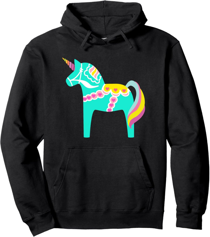 Dala Horse Einhorn Schwedisches Pferd Nordic Pastellgrün Pullover Hoodie