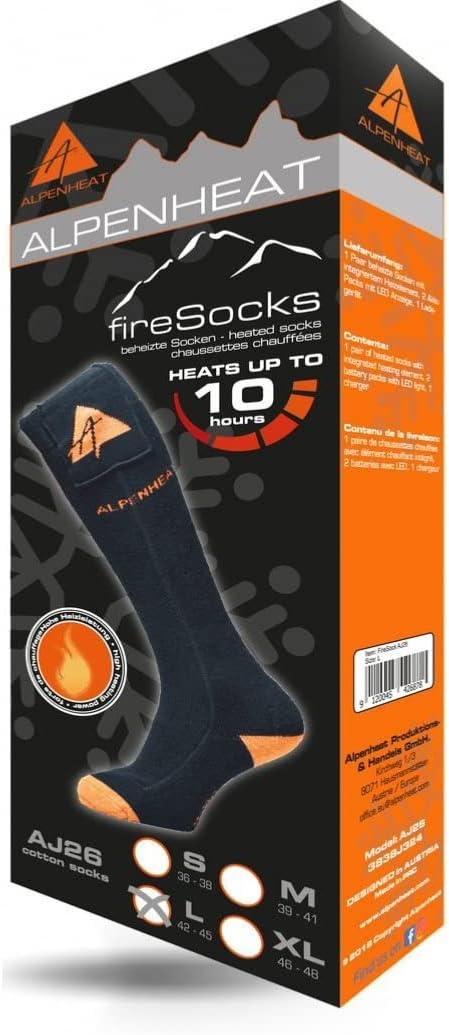 Alpenheat Fire Beheizte Socken 36-38 Schwarz/Orange, 36-38 Schwarz/Orange