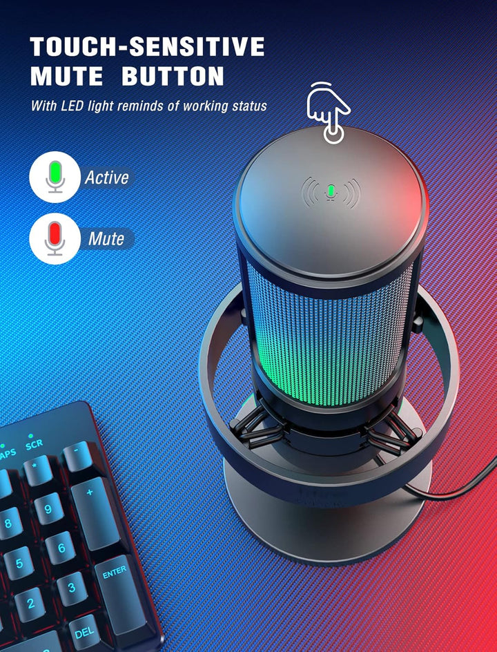 FIFINE USB Mikrofon PC, Gaming Mikrofon für Streaming Podcast Studio, Microphone USBC für PS4 PS5 MA