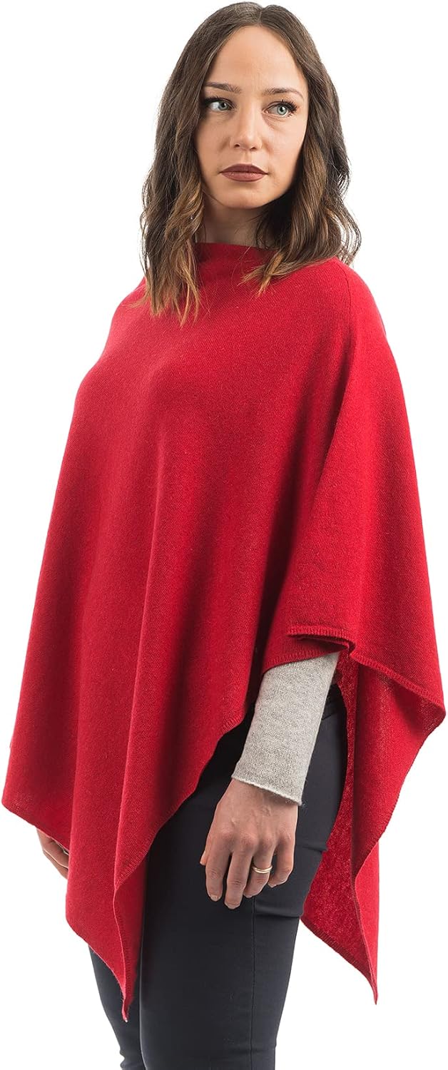 Dalle Piane Cashmere - Poncho aus Kaschmir-Gemisch - Made in Italy - Damen Einheitsgrösse Rot, Einhe