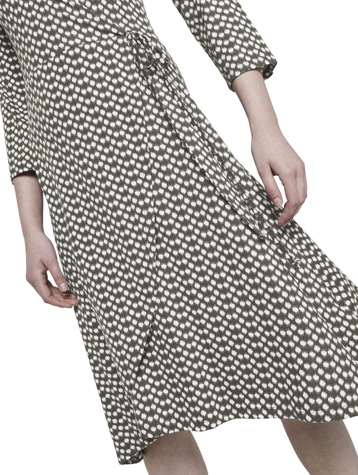 TOM TAILOR Damen Kleider & Jumpsuits Gemustertes Jersey-Wickelkleid Khaki dot Design,36,22738,7000