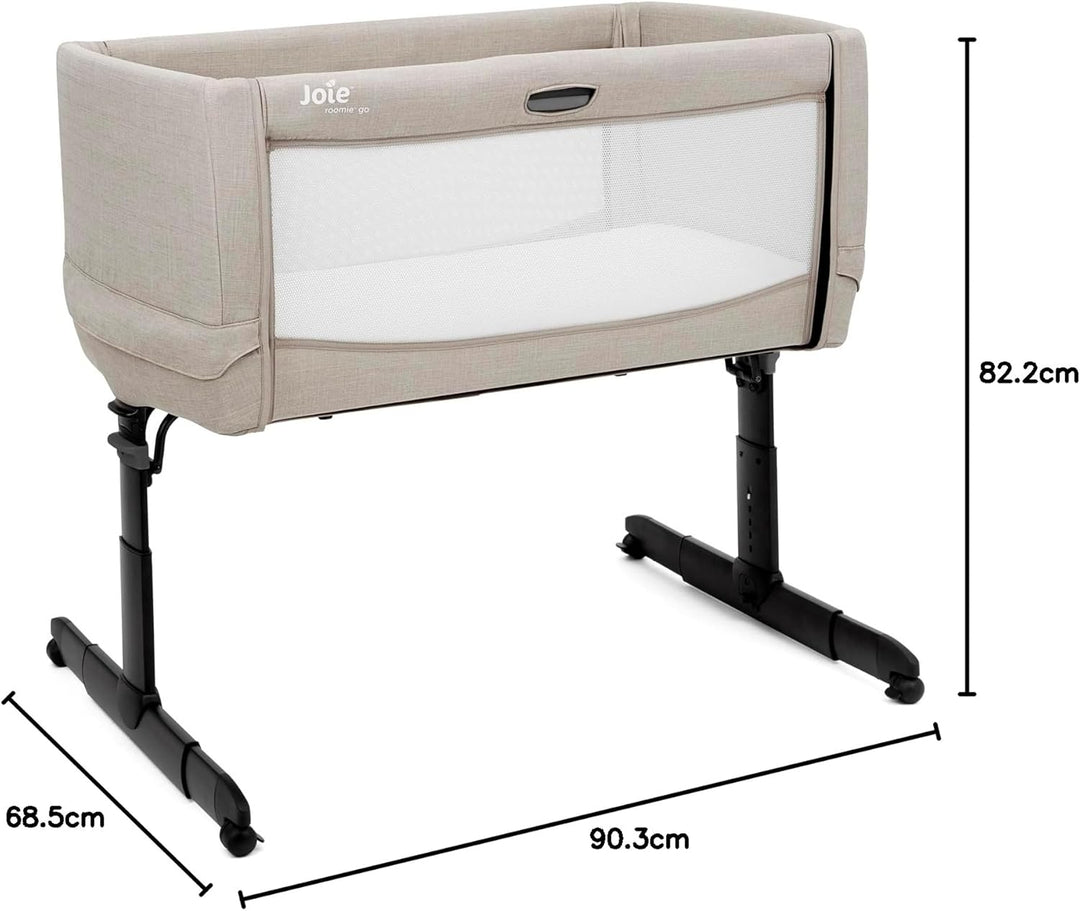 Joie roomie™ Go Beistellbett – Kompakt faltbar, mit anhebb- & absenkbarer Seite, beruhigender Neigun