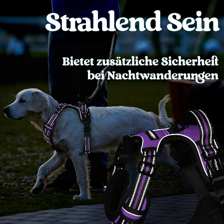 rabbitgoo Hundegeschirr Grosse Hunde Leichtes Anlegen, XL, Lila | Anti Zug, Ohne Kopfdurchzug, Halsv