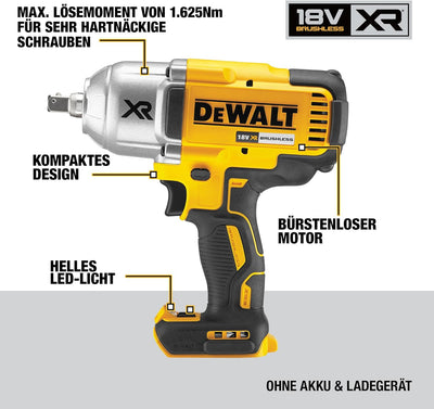 DeWalt XR Akku-Schlagschrauber DCF899NT – Schlagschrauber mit bürstenloser Motor-Technologie, 3-Gang