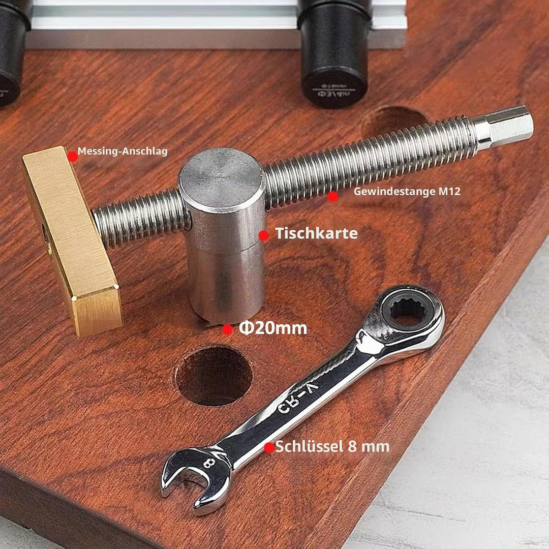 2 Stück Tisch-Werkbank-Klemmen mit 4 Bank-Hunden für 20 mm Loch, DIY-Positionierung, Holzbearbeitung