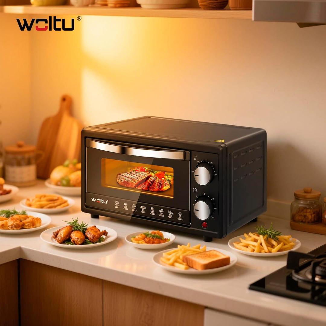 WOLTU Minibackofen 12 Liter, 800 Watt Toasterofen | Pizzaofen | Backblech mit Timer Mini Backofen fü
