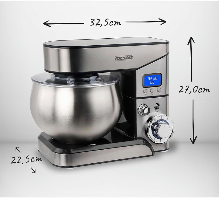 Mesko MS4228 Küchenmaschine, 5 Liter, professionelle Orbital-Küchenmaschine, 6 Geschwindigkeiten + P