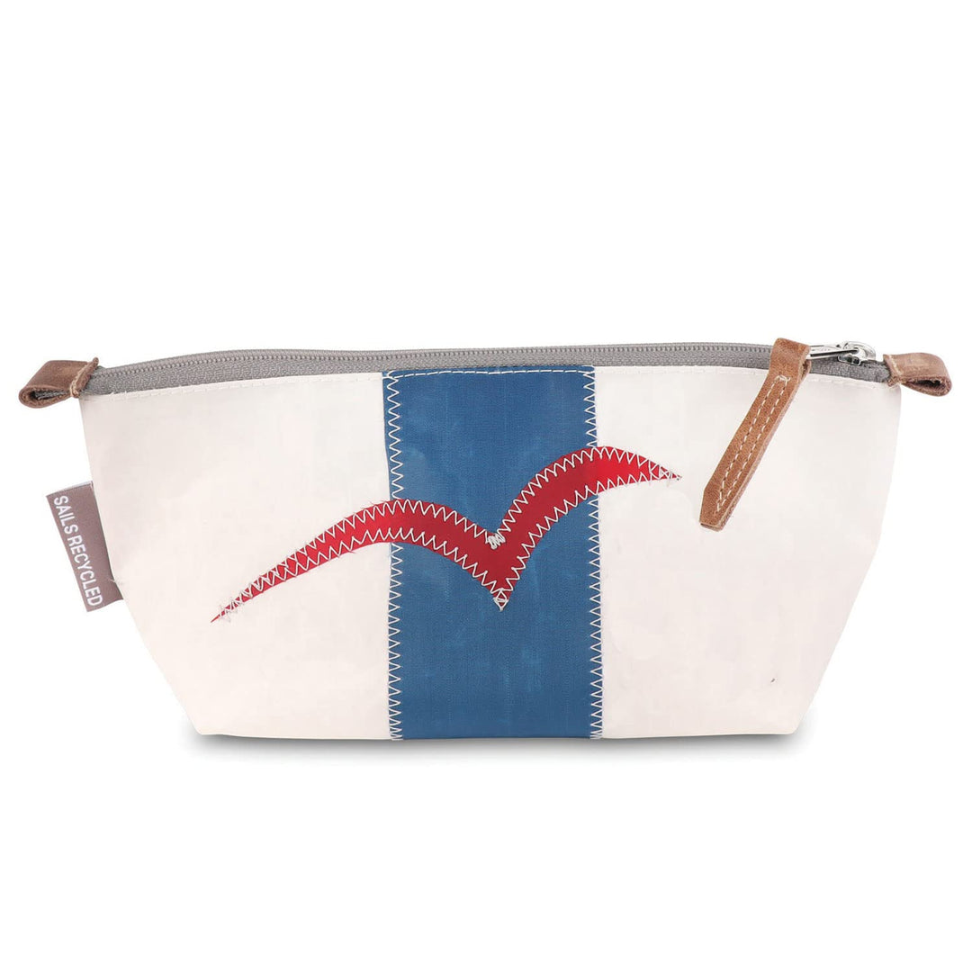 360° Navigator Etui aus Segeltuch, Recycling Federtasche Federmäppchen, weiss blau Möwe rot