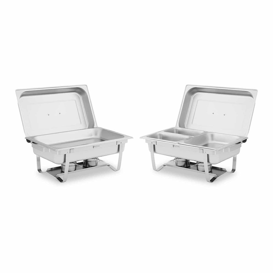 Royal Catering RCCD_RT20_2X9L Chafing Dish Set 2-teilig 2 x 8 L inkl. GN Behälter Warmhaltebehälter
