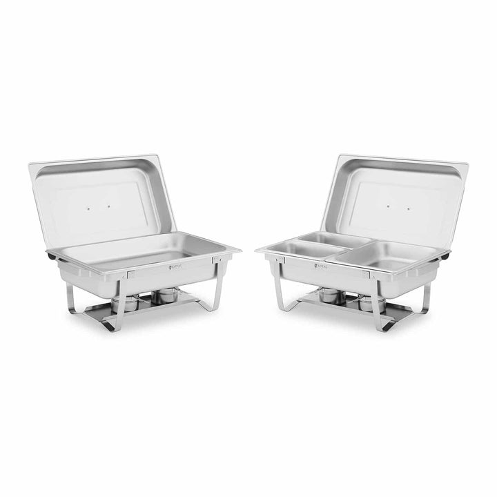 Royal Catering RCCD_RT20_2X9L Chafing Dish Set 2-teilig 2 x 8 L inkl. GN Behälter Warmhaltebehälter