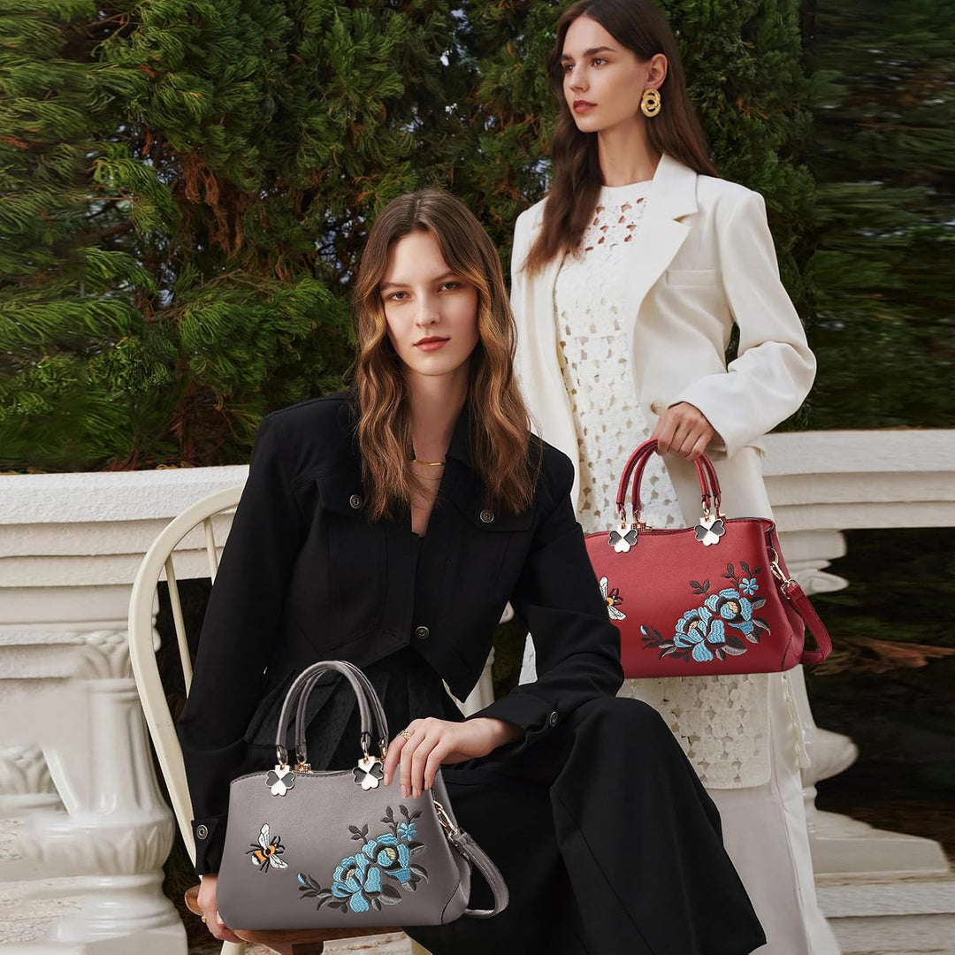 NICOLE&amp;DORIS Handtaschen Damen Mode Schultertasche Geldbörse Retro Umhängetasche Frau Tote Stickerei