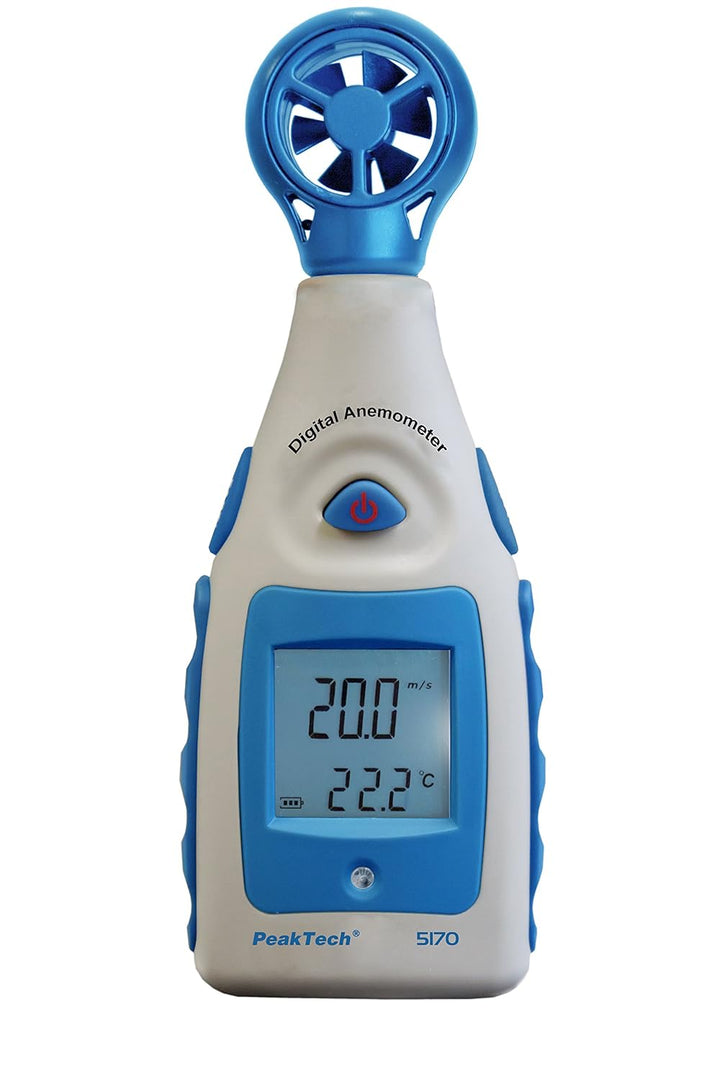 PeakTech Flügelrad Anemometer Digital, Windmessgerät für Windgeschwindigkeit in Knoten und Windchill