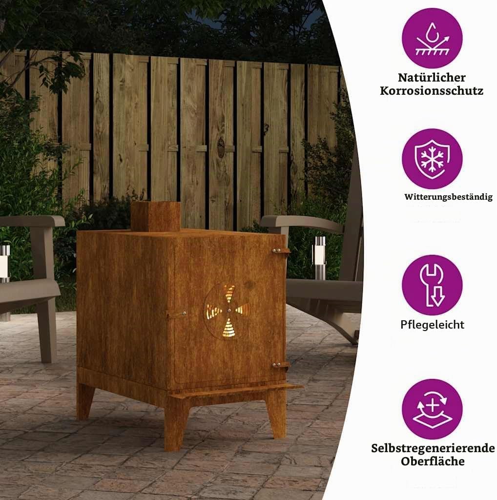 vidaXL Gartenofen 35x50x60 cm Cortenstahl, Camping Ofen, tragbarer Ofen, Holzofen, Campingofen, Outd