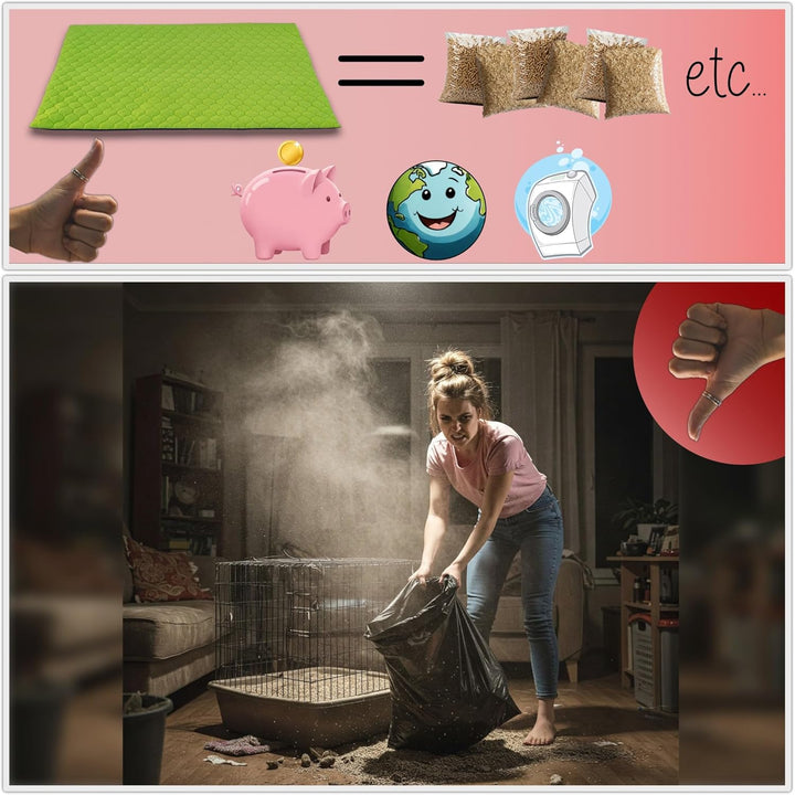 NEO SOLVO Käfigeinlage für Kaninchen und Meerschweinchen mit Abnehmbarer Fleece-Tunneldecke - perfek