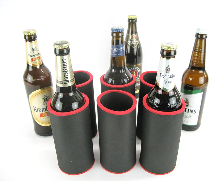 6X Schwarze Getränkekühler - Bierkühler - Flaschenkühler für 0,5L Bierflaschen aus bestem 5-6mm dick