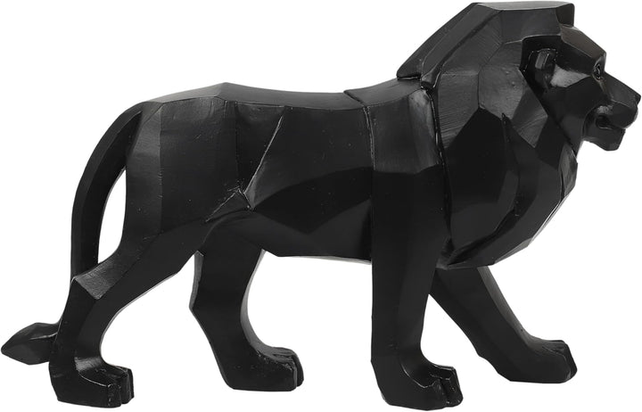 HOME DECO FACTORY, HD1338, Black Origami Lion - Decorative Polyresin Statue - Modern and Elegant Des