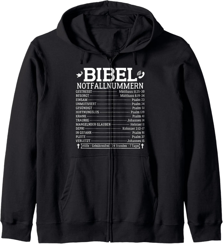 Bibel Notfallnummern Lustiges Bibelverse Taufe Christliche Kapuzenjacke