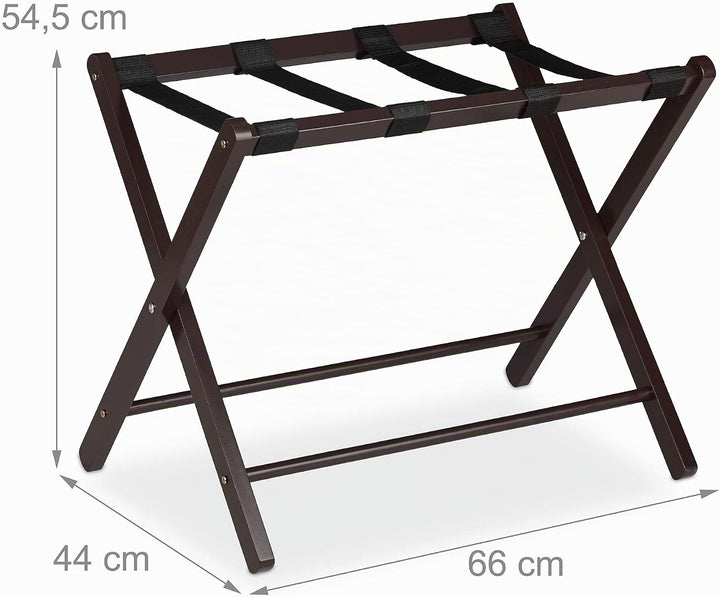 Relaxdays Kofferständer klappbar, Holz Gepäckablage, HBT: 54,5 x 66 x 44 cm, Kofferhocker für Hotel