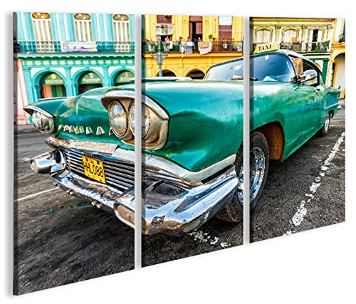 islandburner Bild Bilder auf Leinwand Taxi Cuba Havanna Kuba 3p XXL Poster Leinwandbild Wandbild Dek