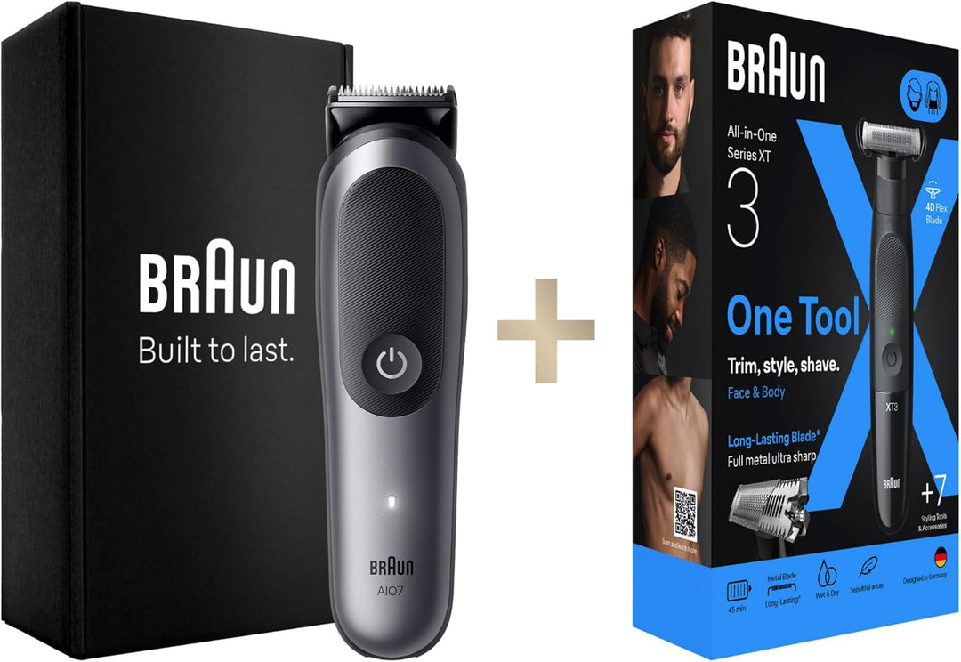 Braun Bundle mit All-in-One Series 7, 12-in-1 Multigroom Kopf und Körper, 120 Min Akku, 14 Längen (3