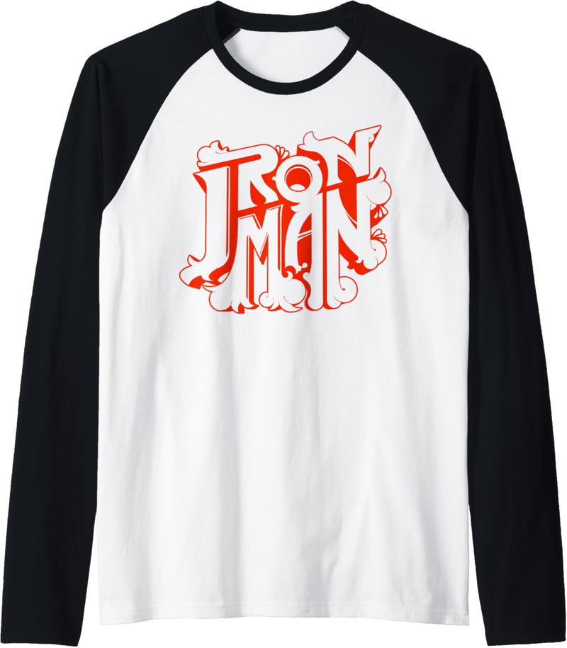 Marvel Iron Man Retro Bubble Text Logo Raglan