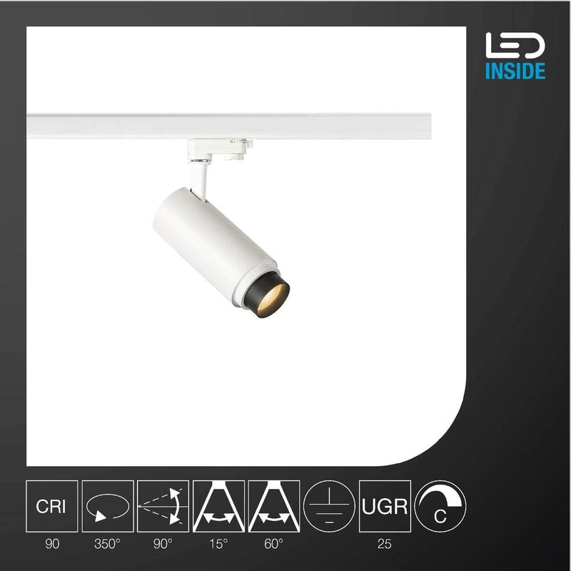 SLV 3 Phasen System Leuchte NUMINOS® ZOOM M / LED 3-Phasen-Strahler, Spot, Decken-Strahler, Decken-L