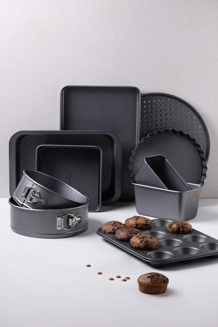 Zyliss Antihaft Muffinform für 12 Muffins, Muffin Backform aus Karbonstahl, antihaftbeschichtet, lei