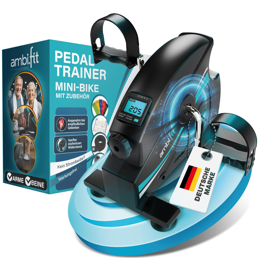 Mini Heimtrainer Pedaltrainer Set [leise & laufruhig] stufenlos einstellbar | Beintrainer & Armtrain