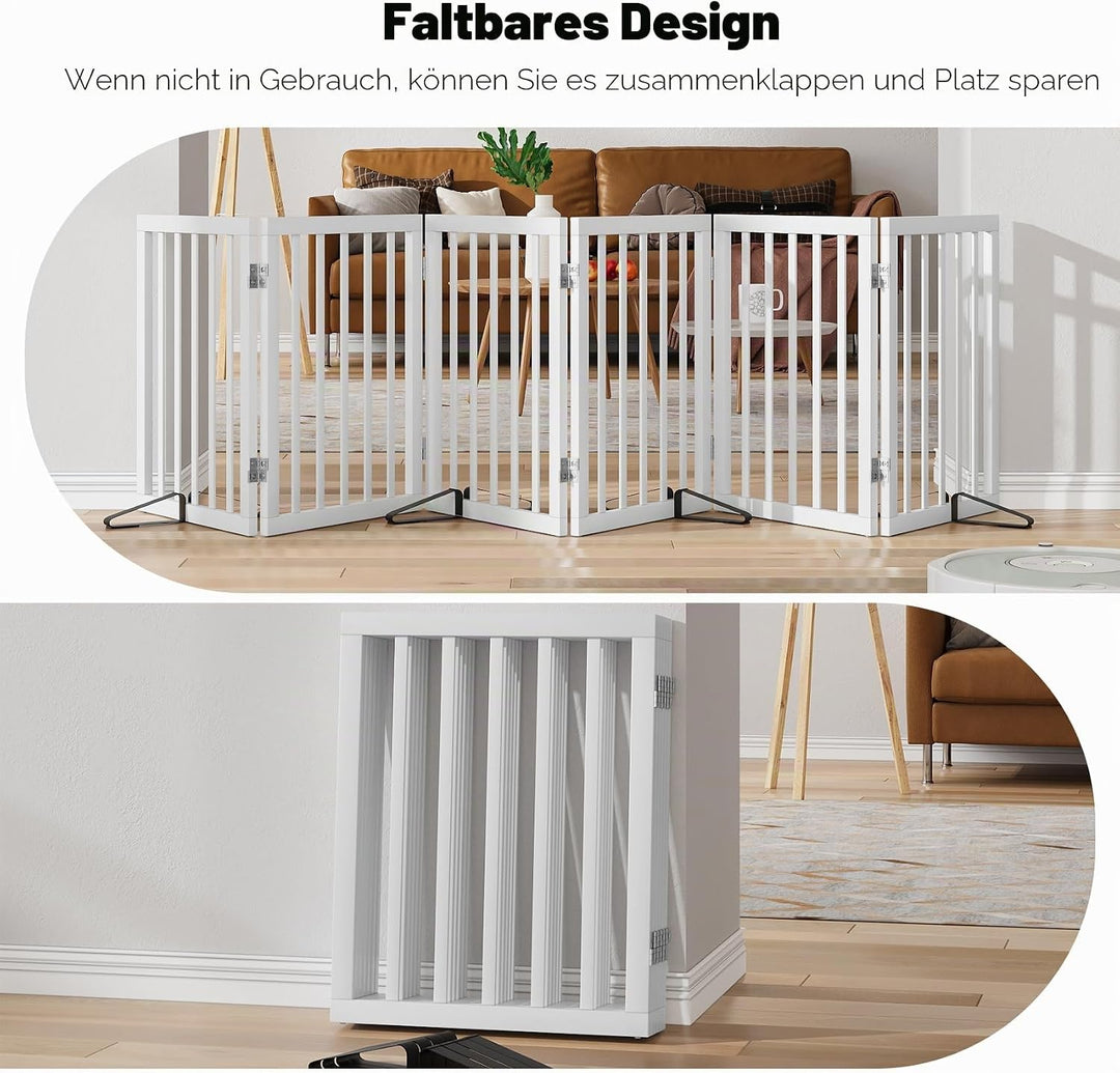 Freistehendes Hundegitter, Faltbares Hundebarriere für Tür,Treppen,Flur,Küche &amp; Schlafzimmer, Freist